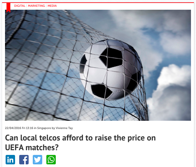 Can local telcos afford to raise the price on UEFA matches? – Consulus comments on Marketing Magazine